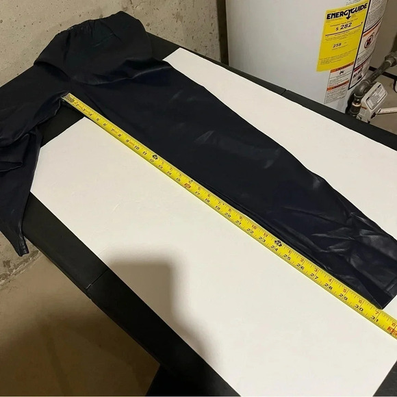 Lauren Ralph Lauren Faux Leather Leggings sz 8 Navy Blue Pull On Elastic Waist - Picture 11 of 11